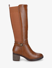 Bottes en simili à sangle tressée - Camel - 1