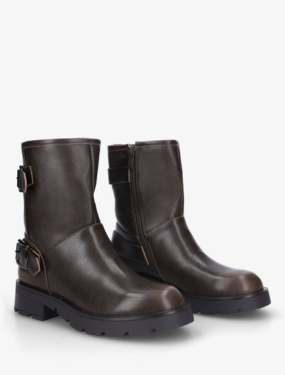 Boots montantes style motard - Brun - 4