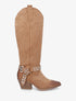 Bottes style santiag à sangle cloutée - Taupe - 1