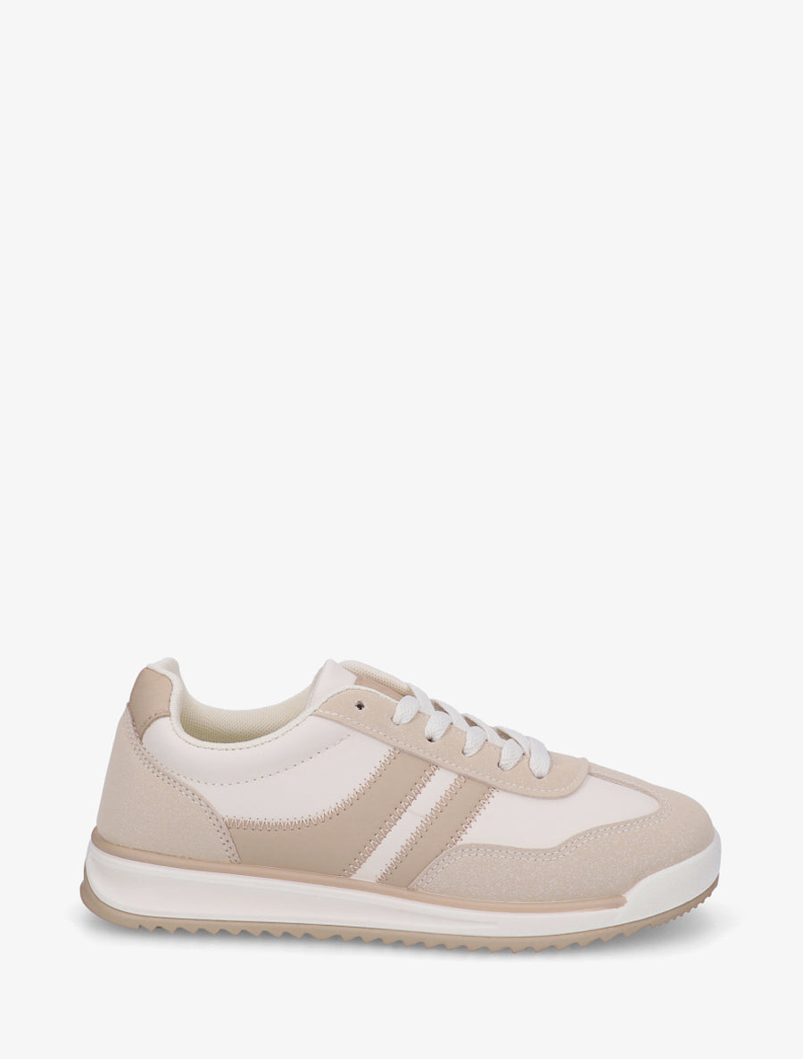 Sneakers à bandes contrastantes - Beige clair - 1