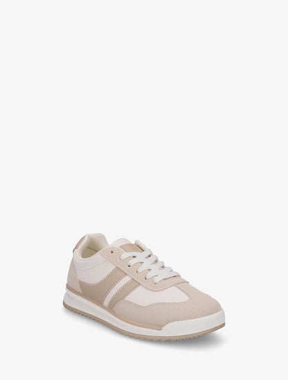 Sneakers à bandes contrastantes - Beige clair - 2