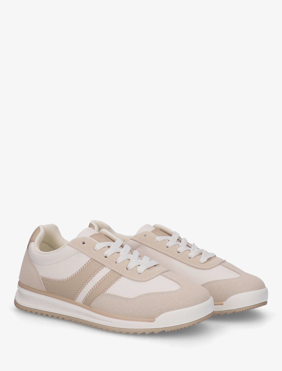 Sneakers à bandes contrastantes - Beige clair - 4