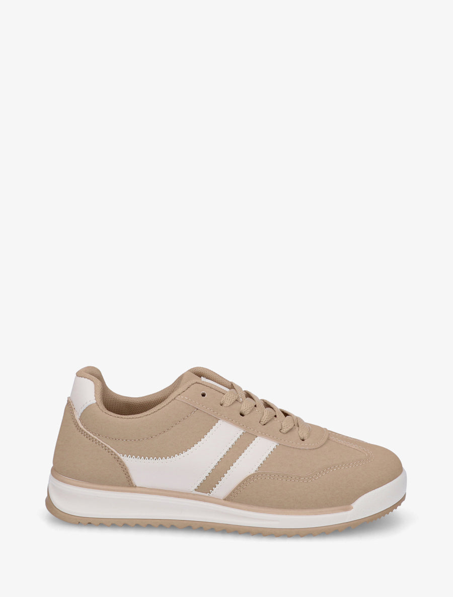 Sneakers à bandes contrastantes - Beige foncé - 1