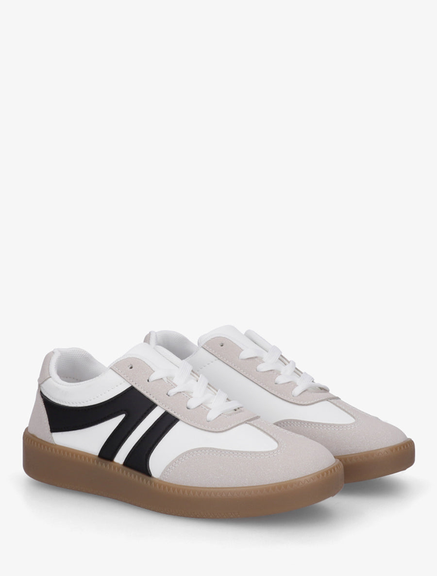 Baskets en simili texturé - Blanc - 4