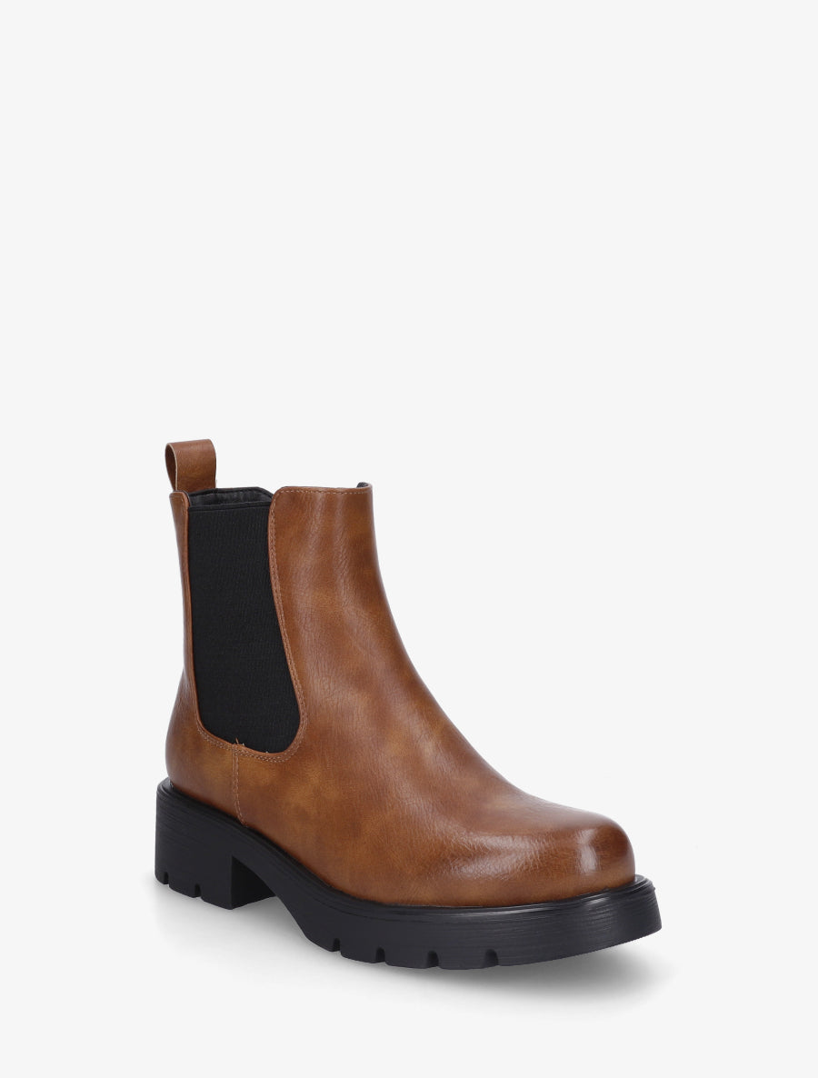 Bottines basiques à semelle crantée - Camel - 2