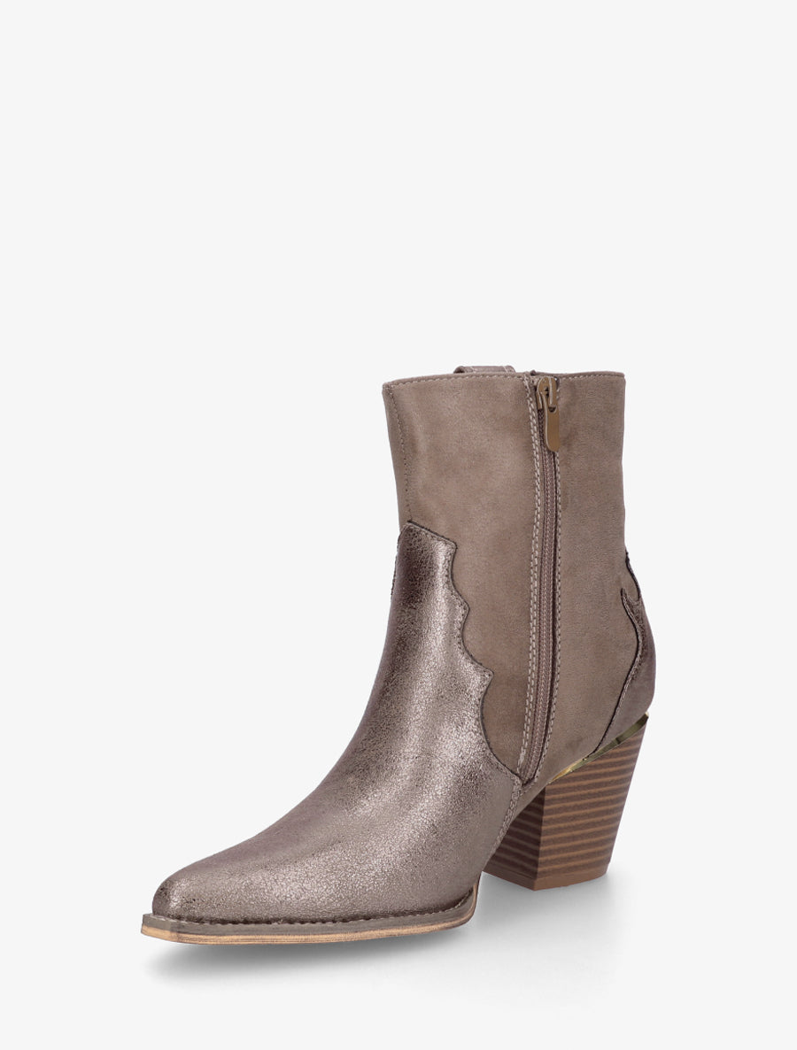 Bottines pointues inspiration santiag - Taupe - 3
