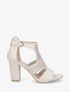 Sandales à talon et bride ajourée en simili - Beige - 5