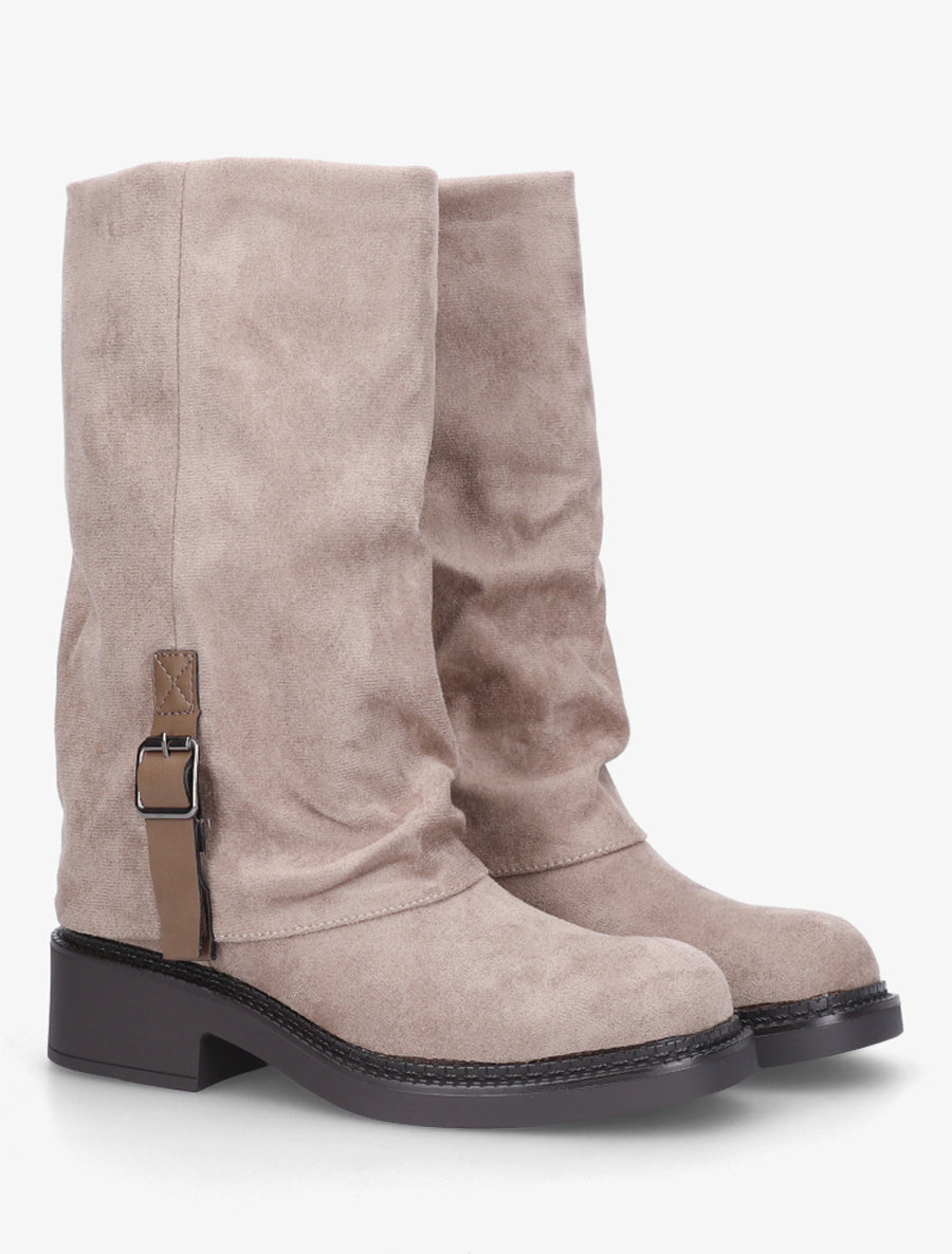Bottes bimatière à ceinturon - Taupe - 4