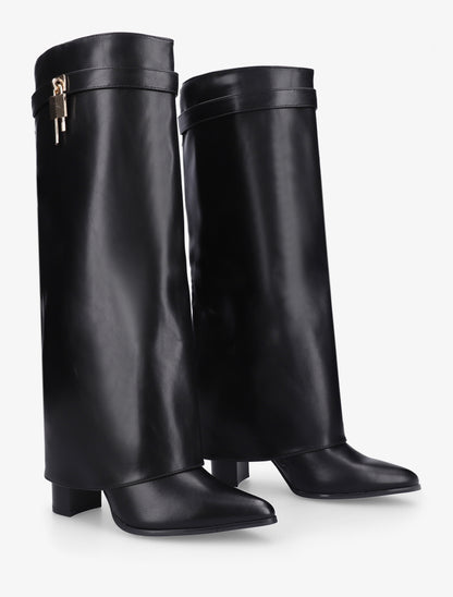 Bottes à revers et bout pointu - Noir - 4