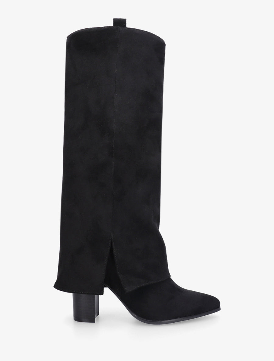 Bottes à revers en suédine - Noir - 1