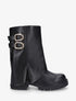 Bottines à revers et double sangles en simili - Noir - 1