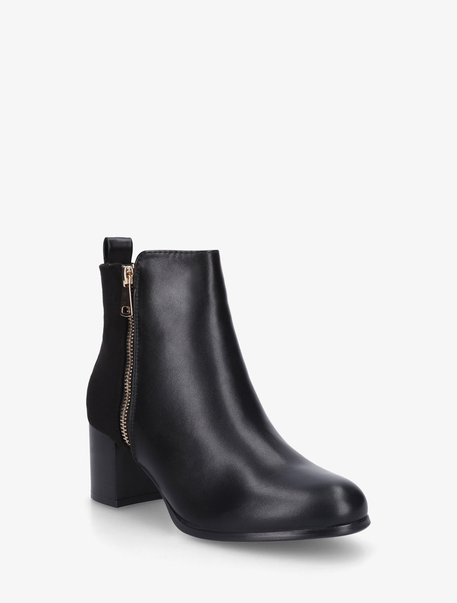 Bottines bimatière à zip décoratif - Noir - 2