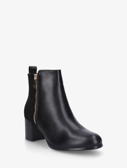 Bottines bimatière à zip décoratif - Noir - 2