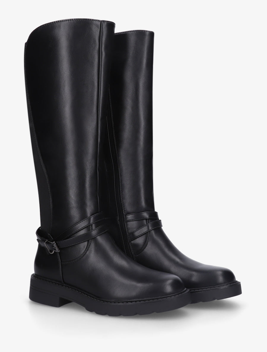 Bottes cavalière élastiquées à sangle - Noir - 4