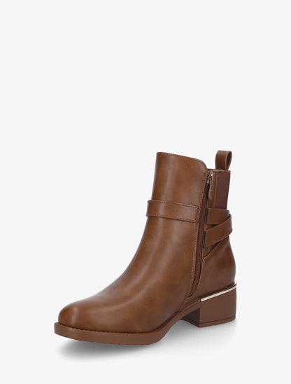 Bottines sanglées à cheville élastiquée - Camel - 3