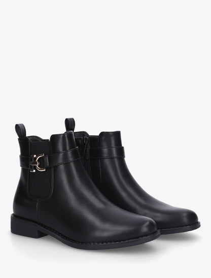 Bottines en simili à cheville élastiquée - Noir - 4