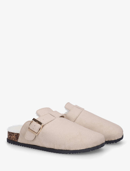 Mules fourrées en suédine - Beige - 4