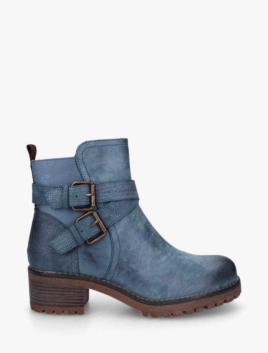 Bottines bi-matière à double sangles - Bleu - 1