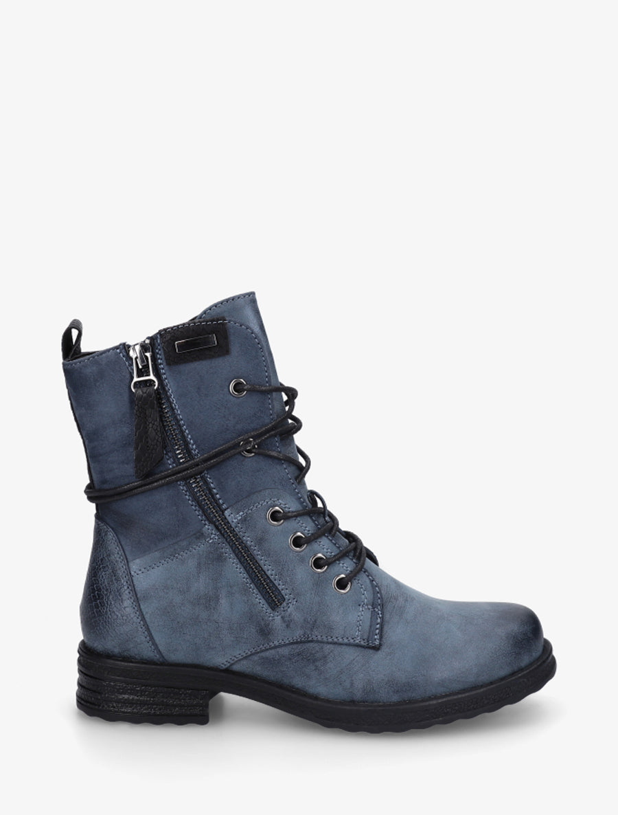 Bottines bi-matière à contrefort imprimé croco - Bleu - 1