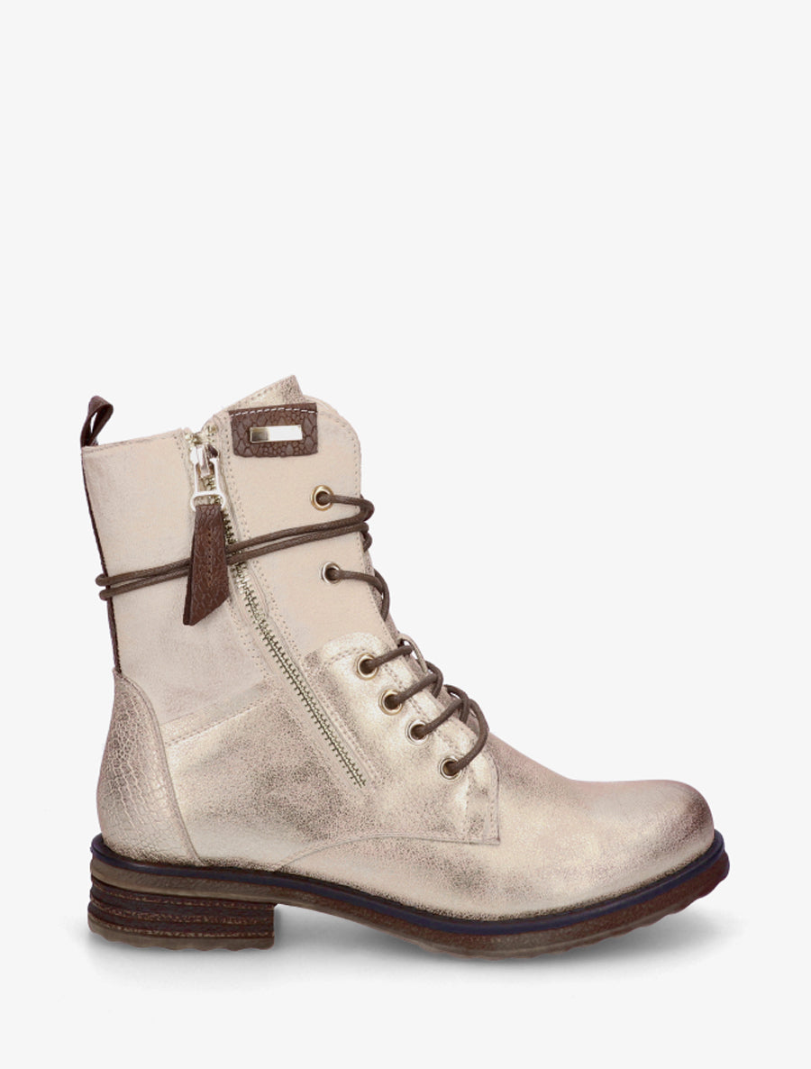 Bottines bi-matière à contrefort imprimé croco - Or - 1