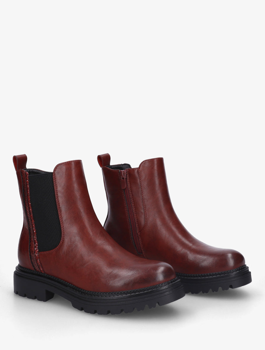 Chelsea à détail pailleté et imprimé croco - Bordeaux - 4