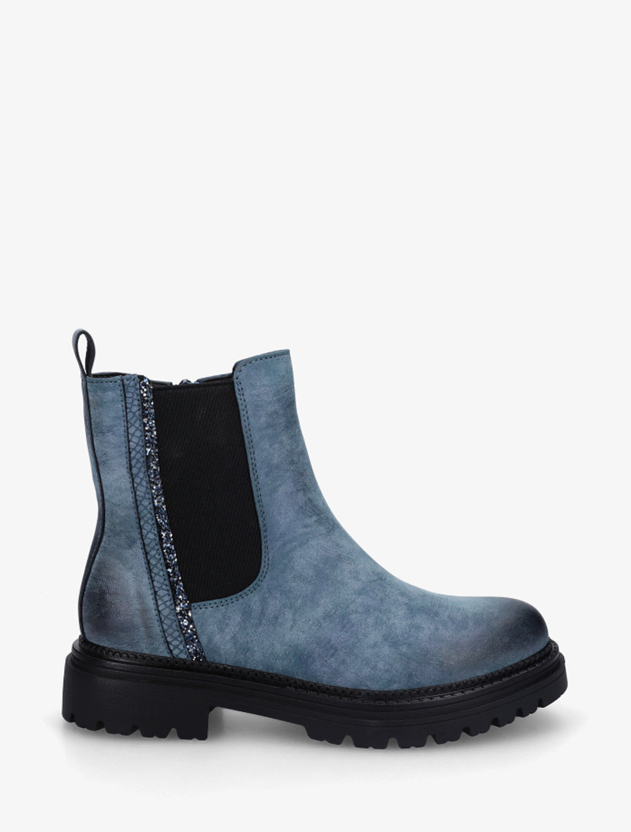 Chelsea à bandes pailletées croco - Bleu | Stand-Prive