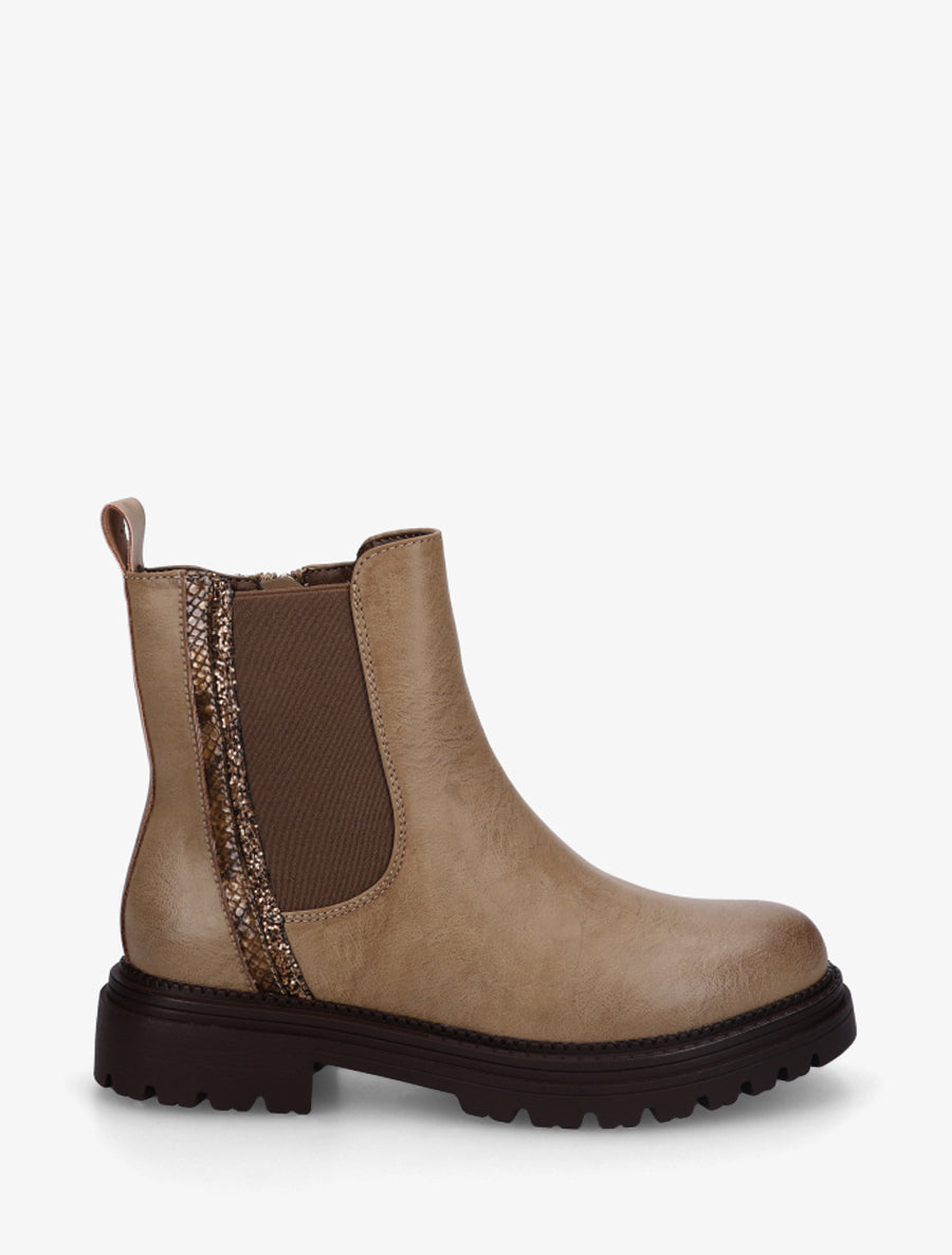 Chelsea à bandes pailletées croco - Taupe | Stand-Prive