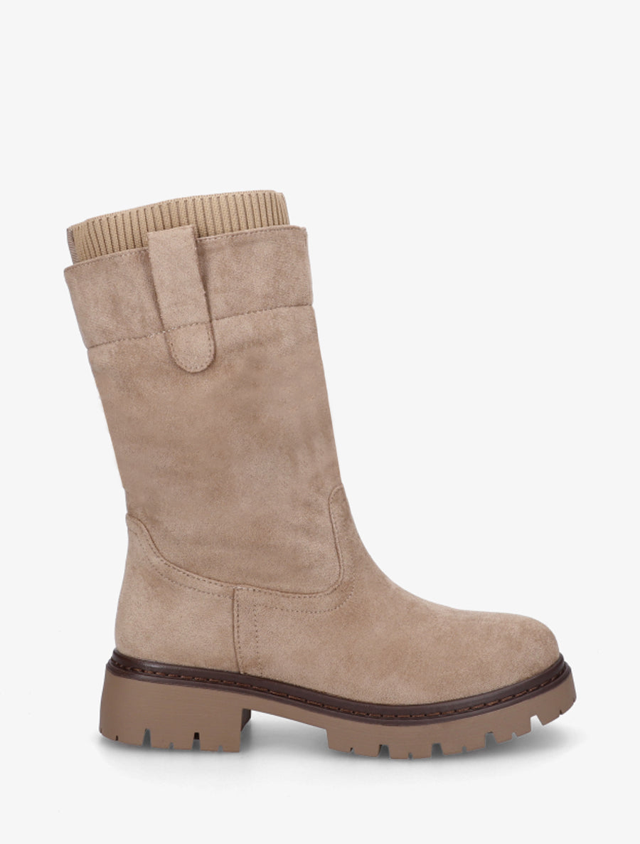 Bottines montantes bi-matière - Taupe - 1