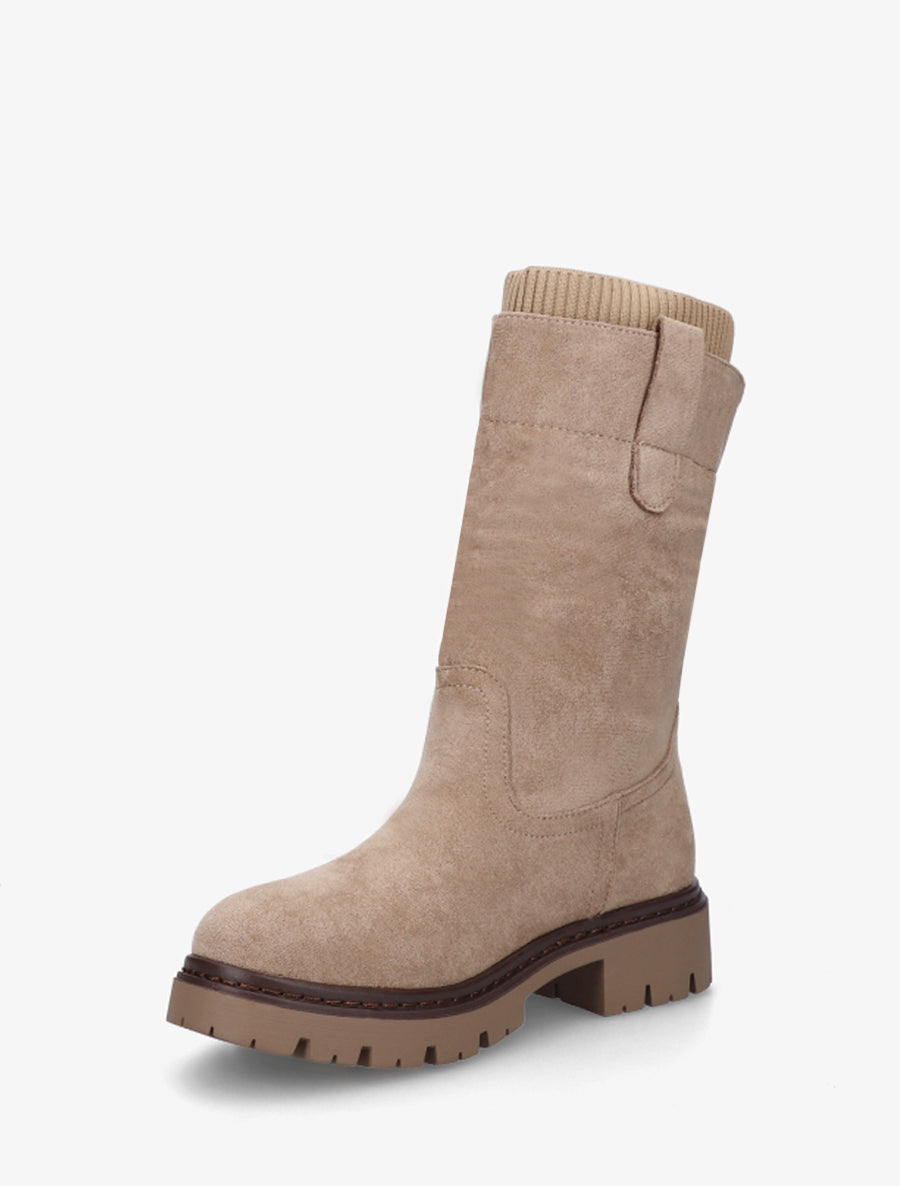 Bottines montantes bi-matière - Taupe - 3