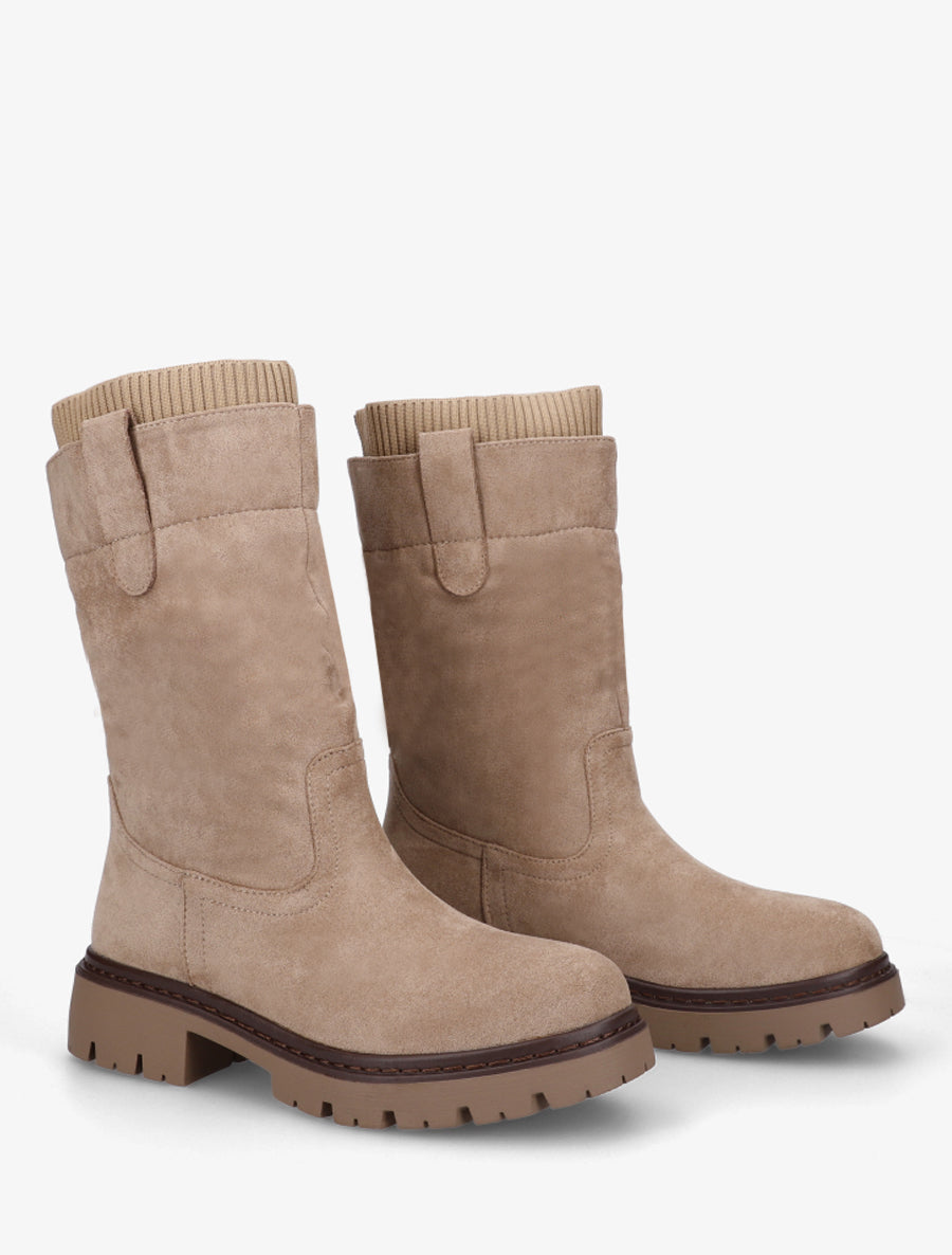 Bottines montantes bi-matière - Taupe - 4
