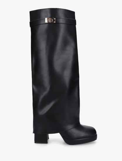 Bottes à revers et boucle décorative - Noir - 1