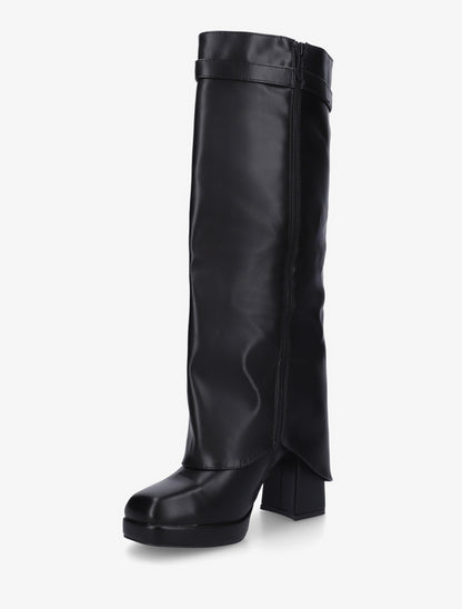 Bottes à revers et boucle décorative - Noir - 3