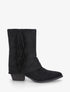 Bottines à revers et franges - Noir - 1