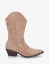 Bottines montantes style santiags en suédine - Taupe - 1