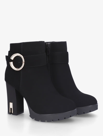 Bottines à empiècement bijou strassé - Noir - 4