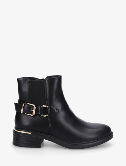 Bottines élastiquées à boucle - Noir - 1