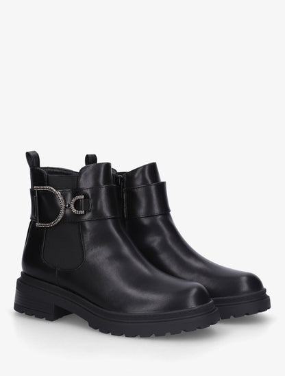 Bottines en simili à cheville élastiquée - Noir - 4