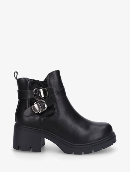 Bottines élastiquées à double boucles - Noir - 1