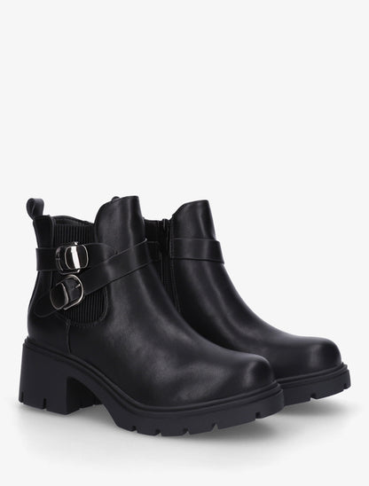 Bottines élastiquées à double boucles - Noir - 4