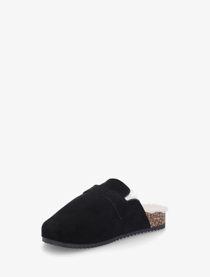 Mules fourrées en suédine - Noir - 3