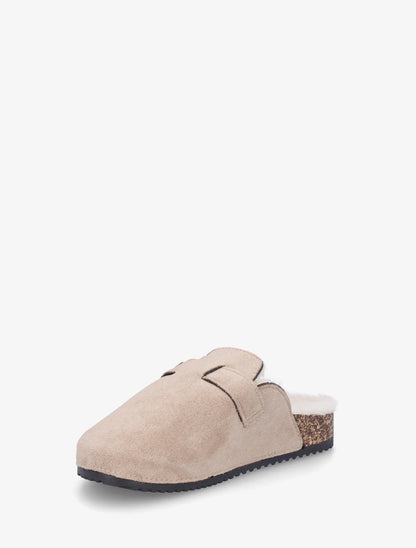 Mules fourrées en suédine - Taupe - 3