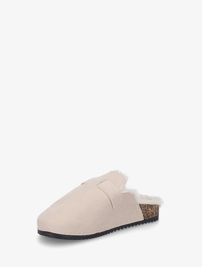 Mules fourrées en suédine - Beige - 3
