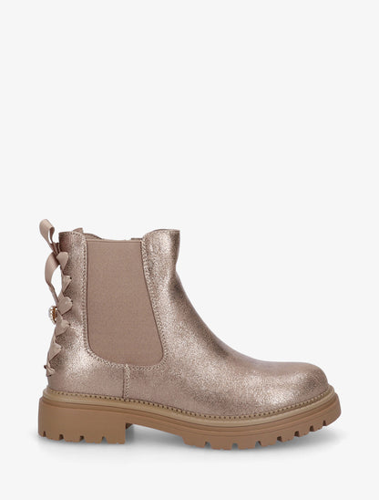 Boots irisées à noeud - Taupe - 1