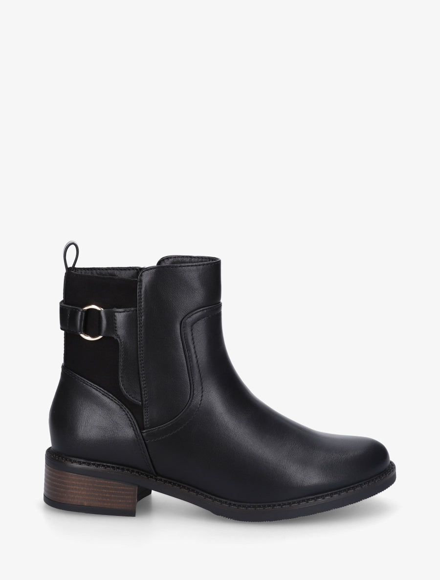 Bottines bi-matière unies - Noir - 1