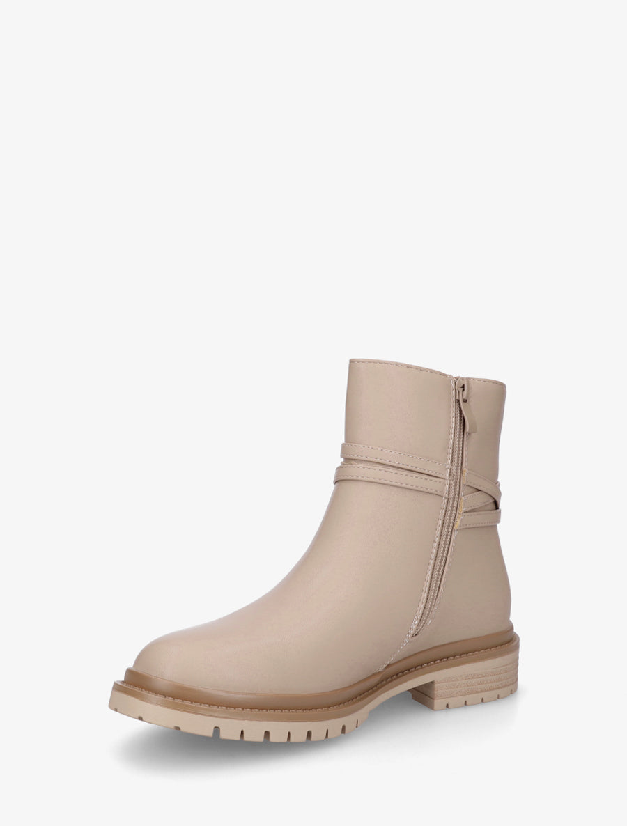 Bottines en simili sanglées - Beige - 3