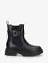 Bottines montantes à boucle décorative dorée - Noir - 1