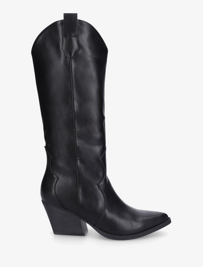 Bottes style santiags en simili - Noir - 1