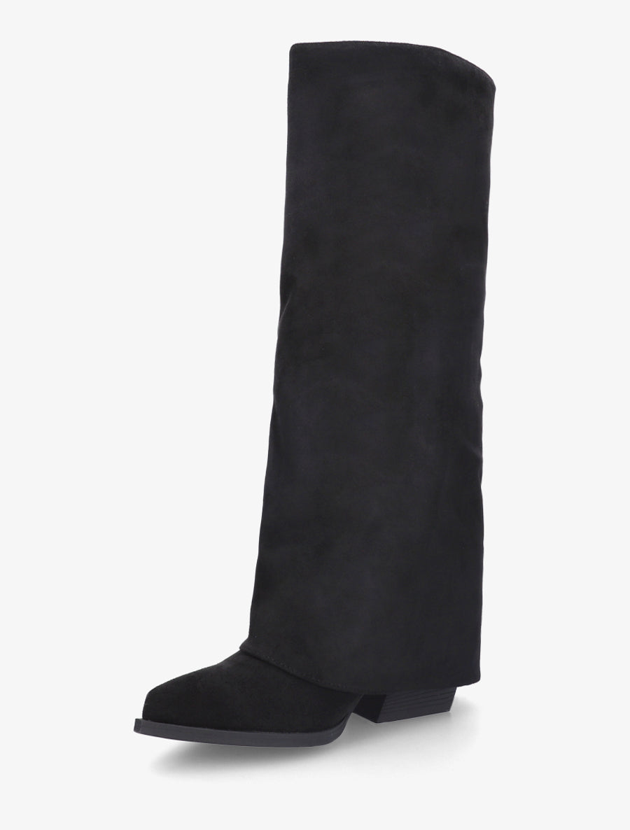 Bottes à franges et revers en suédine - Noir - 3