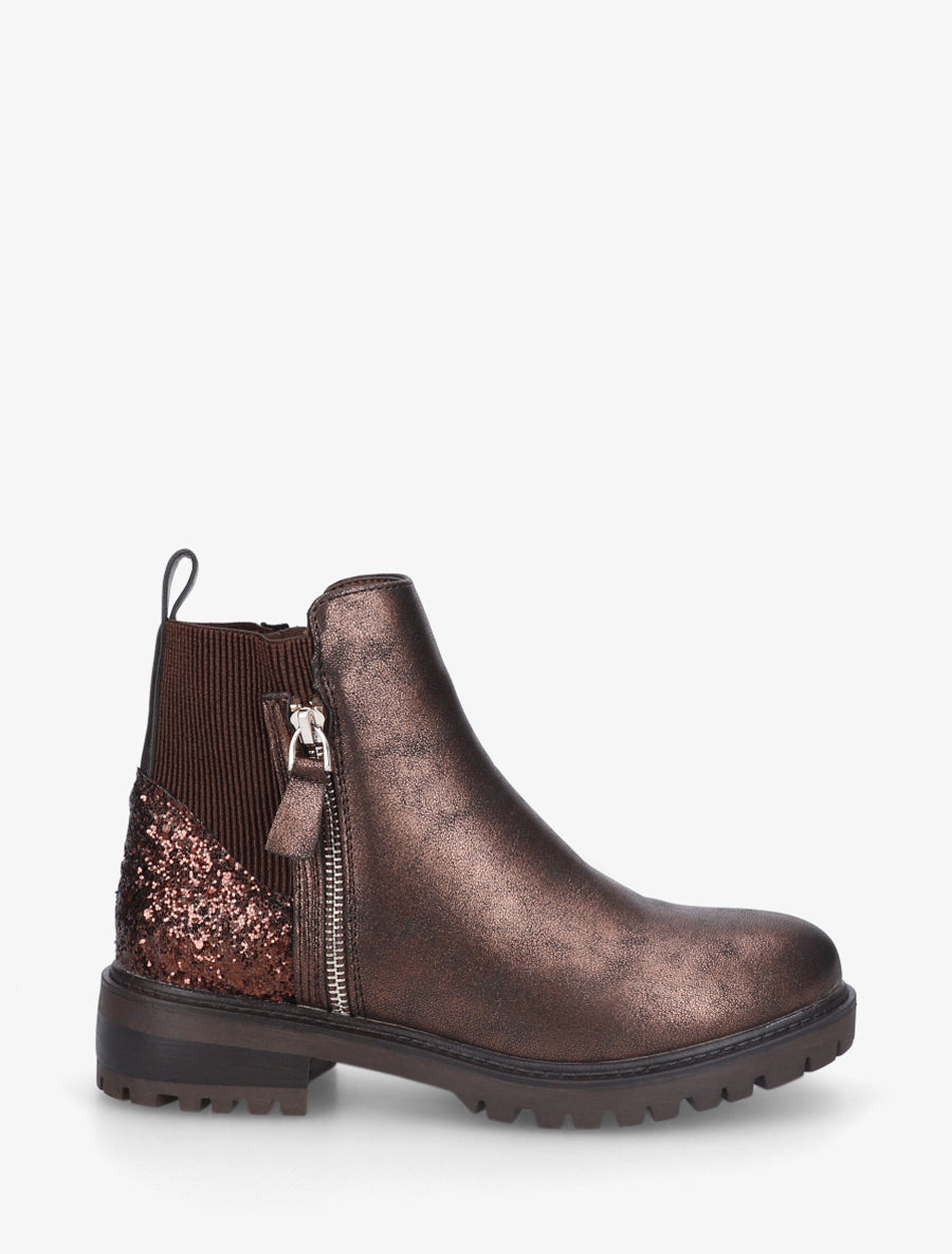 Bottines élastiquées à contrefort pailleté - Bronze - 1