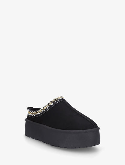 Mules en suédine brodées - Noir - 2